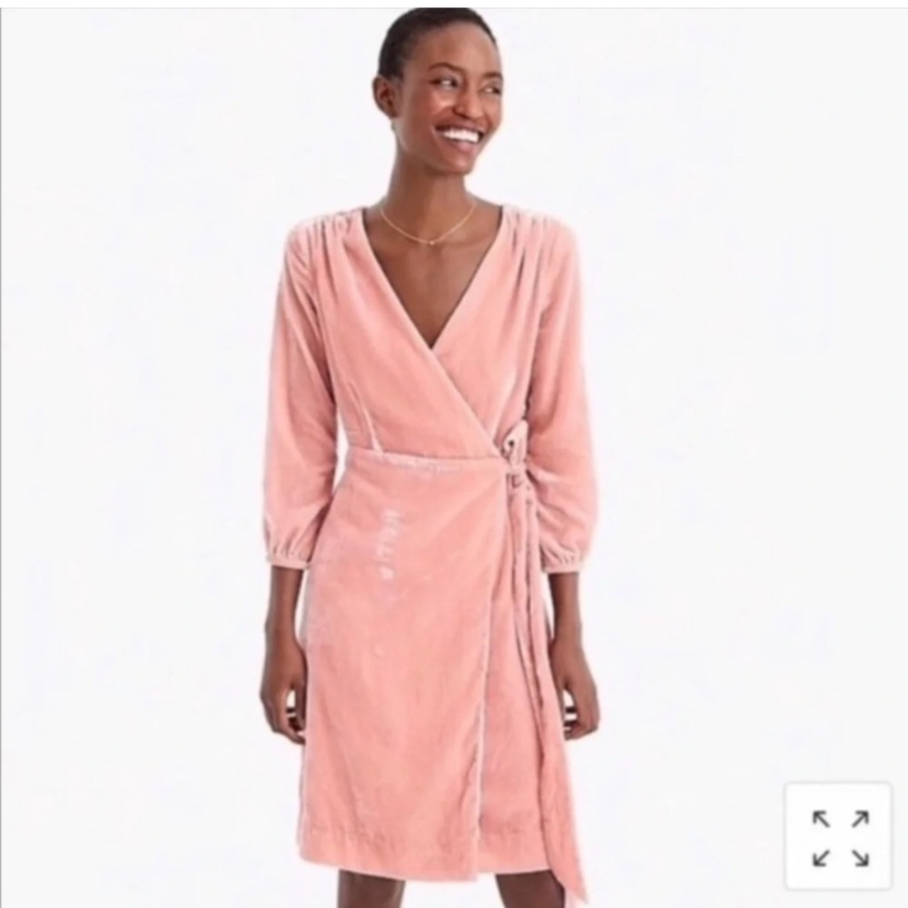 J CREW NWT pink velvet wrap dress dusty rose blush midi holiday dress size 8